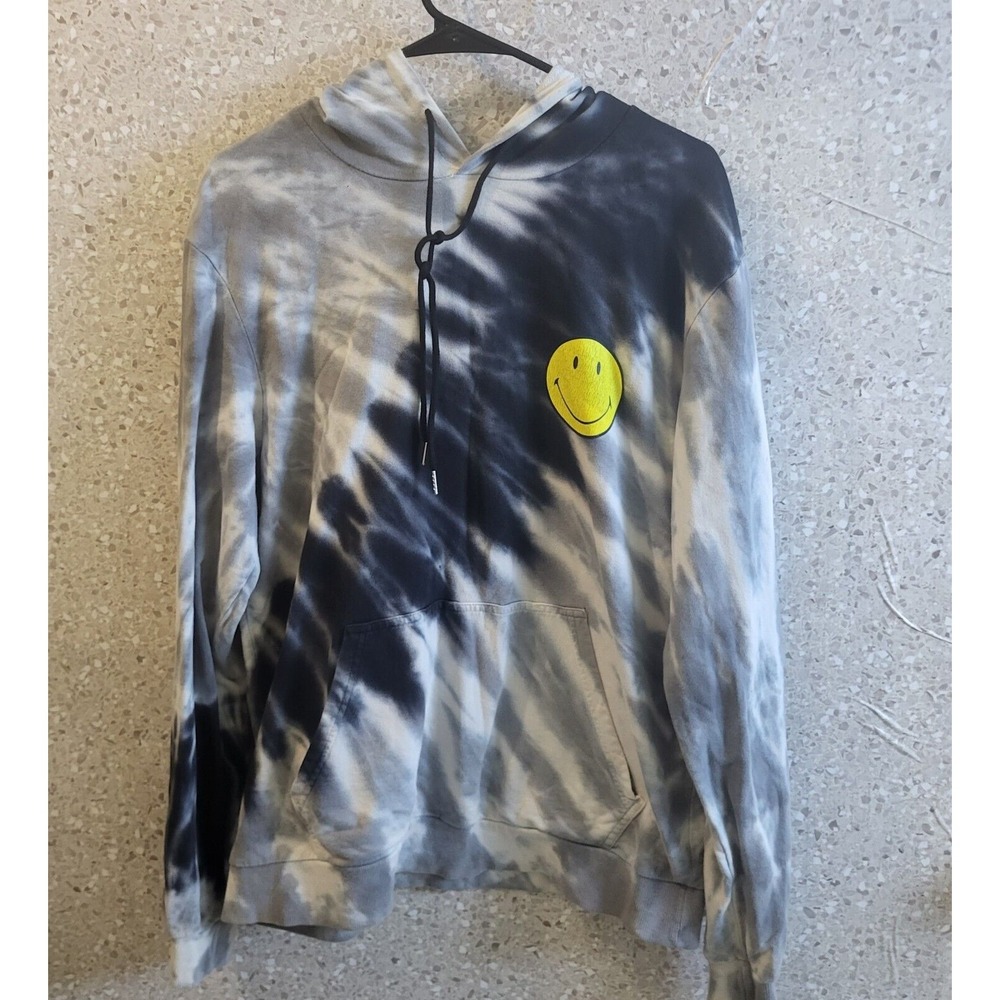 Smiley Face,‎  Life Is  A Joke Hoodie,Tye Dye, Men's/Boys  ,Gray/White Size M/M